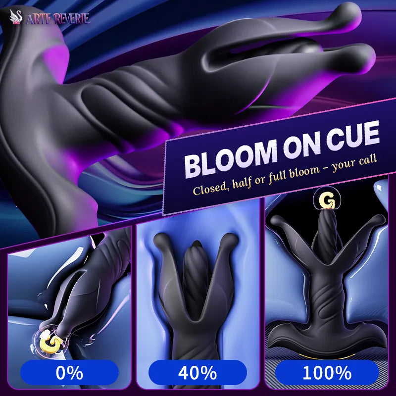 Midnight Bloom Thrusting & Expanding Massager | Wireless Remote, Blooms Inside, For Her & Him