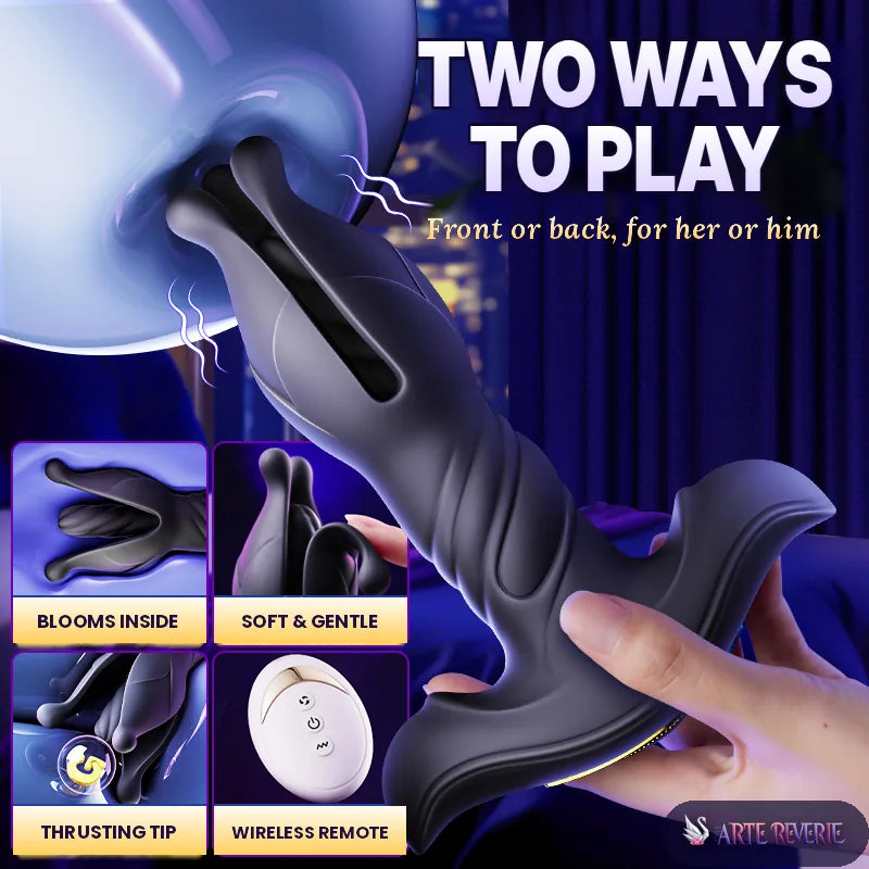 Midnight Bloom Thrusting & Expanding Massager | Wireless Remote, Blooms Inside, For Her & Him
