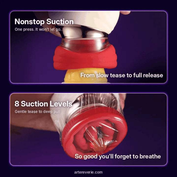 Nonstop suction mode and 8 suction levels, from gentle tease to deep pull