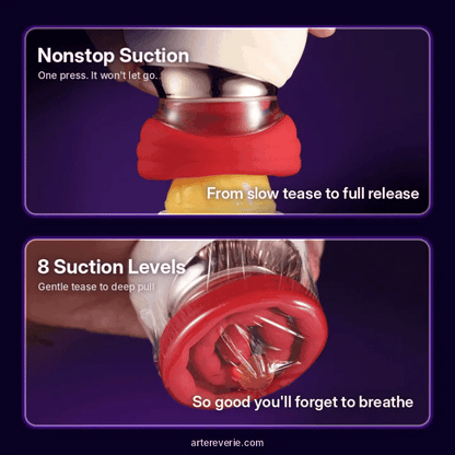 Nonstop suction mode and 8 suction levels, from gentle tease to deep pull