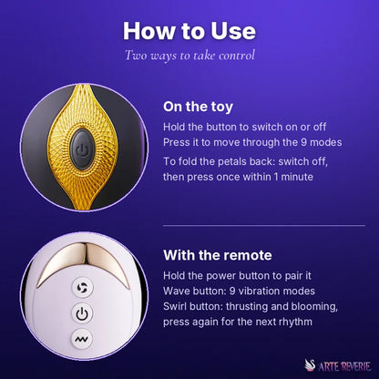 Midnight Bloom Thrusting & Expanding Massager | Wireless Remote, Blooms Inside, For Her & Him