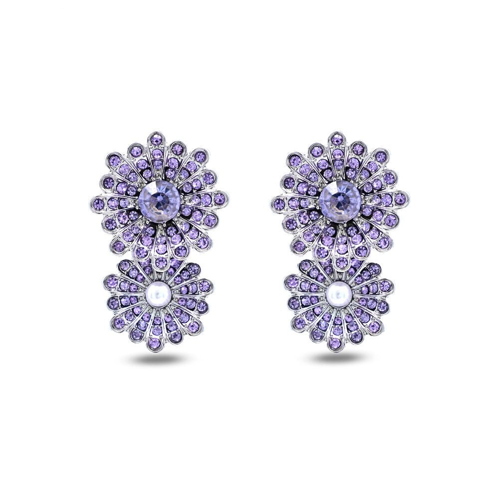 The Violet Asteria | Vintage Purple Crystal Statement Clip-On Earrings