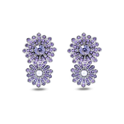 The Violet Asteria | Vintage Purple Crystal Statement Clip-On Earrings