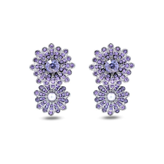 The Violet Asteria | Vintage Purple Crystal Statement Clip-On Earrings