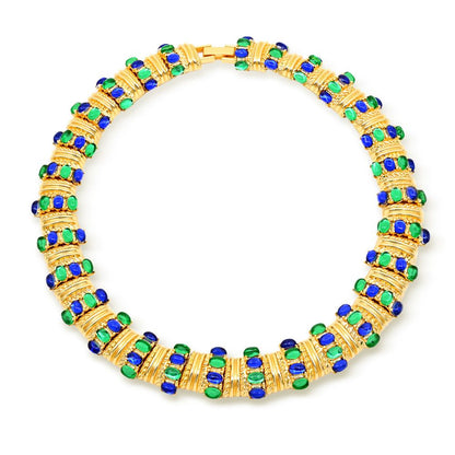 Blue & Green Cabochon | Luxury Heavy Geometric Vintage Statement Jewelry
