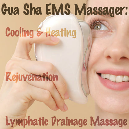 EMS Gua Sha Massager | Cooling & Heating for Lymphatic Drainage Massage, Contouring, Oil & Acne Control | LED Therapy & Microcurrent