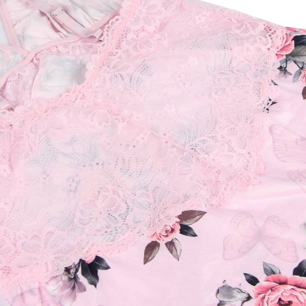 Plus Size Blossom & Gossamer Babydoll | Cozy Lace-Up Sleepwear