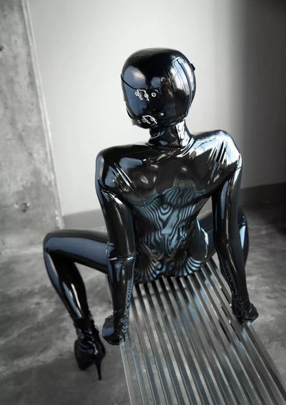 Sculpted Elegance: Chic Black Latex Bodysuit