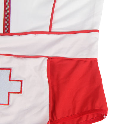 Plus Size Playful Nurse Costume | Edgy Bodysuit with Zipper & Removable Garters