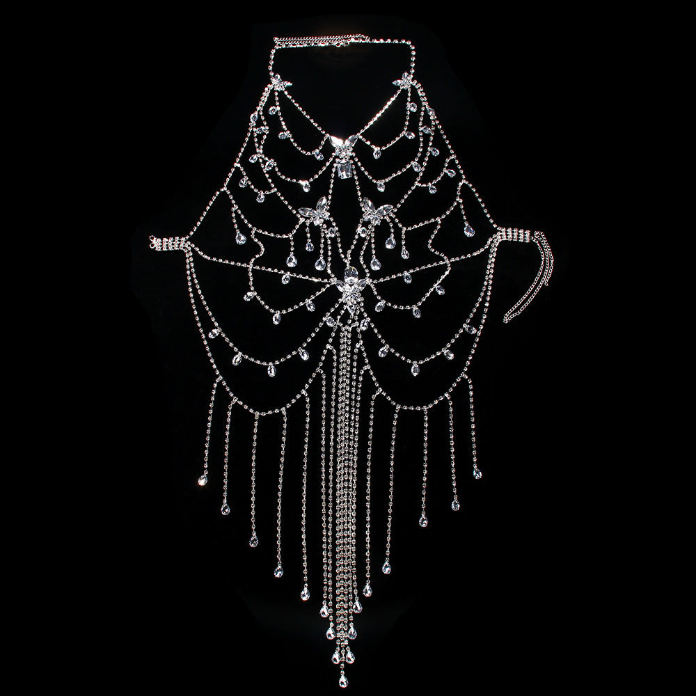 Crystal Body Chain - Cascading Rhinestone Fringe Bikini Harness