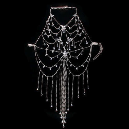 Crystal Body Chain - Cascading Rhinestone Fringe Bikini Harness