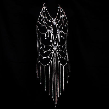 Crystal Body Chain - Cascading Rhinestone Fringe Bikini Harness