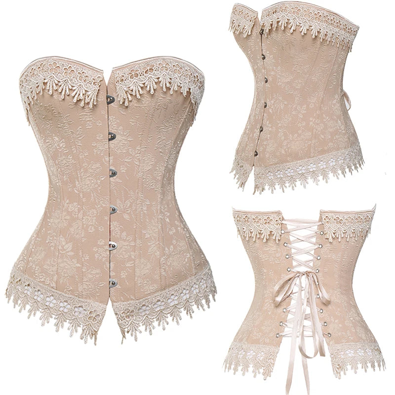 Exquisite Embroidered Lace-Up Waist Trainer