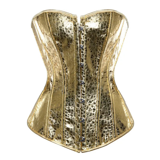 Glamorous Metallic Bustier Top - Vintage-Inspired Corset A