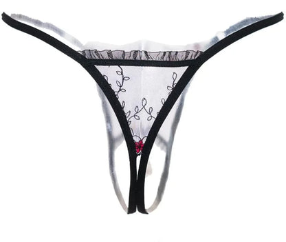 Spitzen-Tanga mit Perlenanhänger – Ouvert-Dessous für Frauen