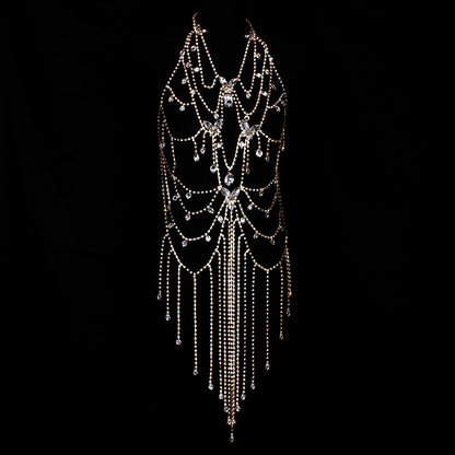 Crystal Body Chain - Cascading Rhinestone Fringe Bikini Harness