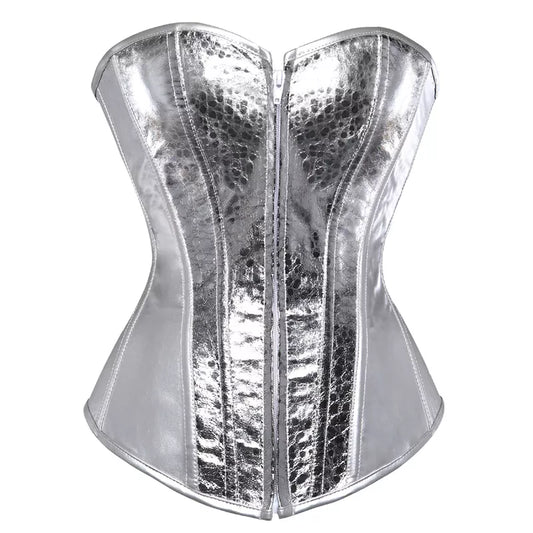 Glamorous Metallic Bustier Top - Vintage-Inspired Corset B