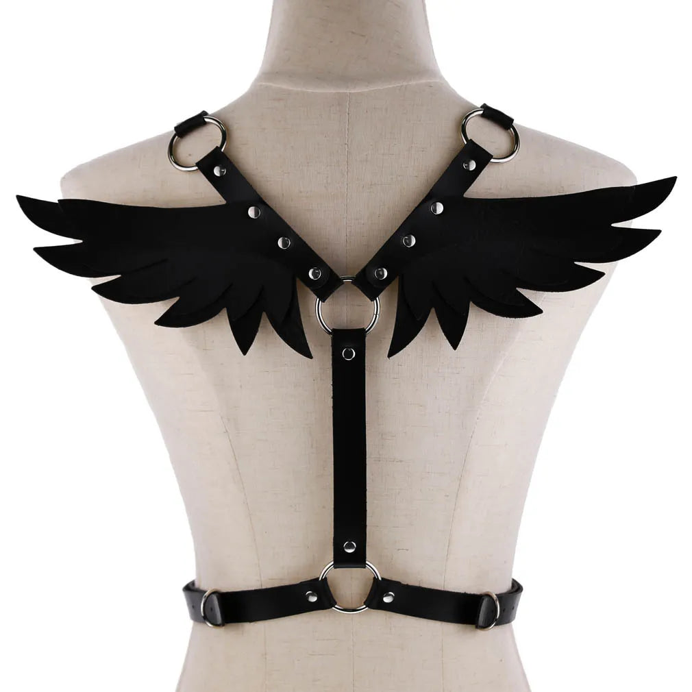 Leather Angel Wing Sling Set - Fashionable Body Belt with Shoulder Straps