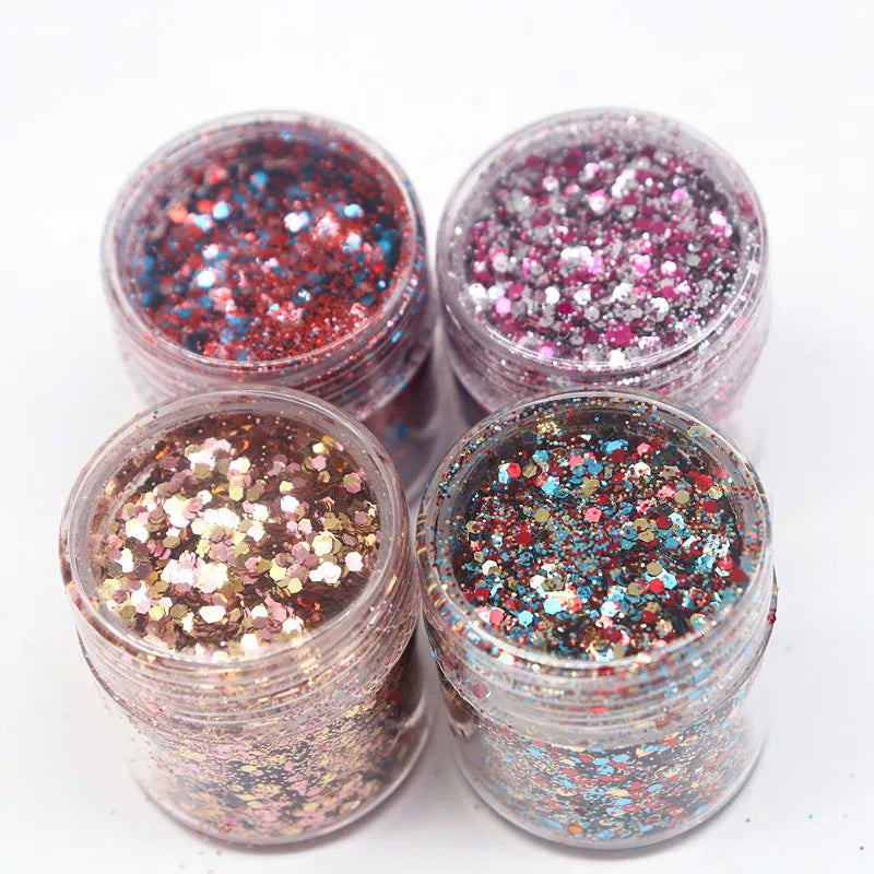 Shimmering Art Powder Kit - 10ml Champagne, Silver, and Gold Glitter Sequins forDecoration