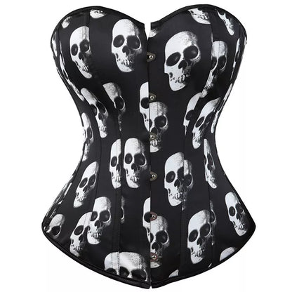 Rebel Noir Overbust Skull Corset – XS to 7XL