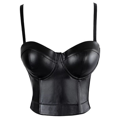 Sexy Bodice Camisole Sizes S to 6XL - Push-Up, Gothic Crop Top Faux Leather Corset