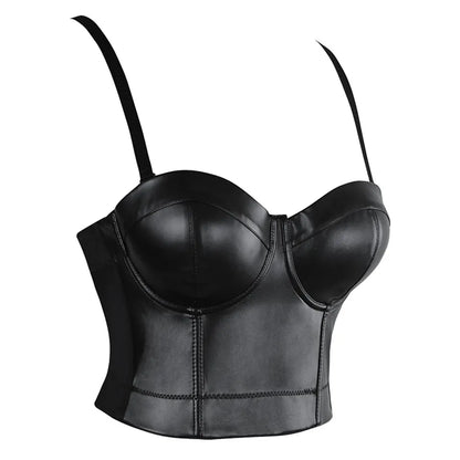 Sexy Bodice Camisole Sizes S to 6XL - Push-Up, Gothic Crop Top Faux Leather Corset