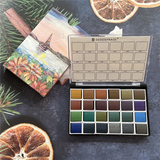 Vintage Charm Metallic Watercolor Set - 12/24 Colors for Professional and Beginner Artists