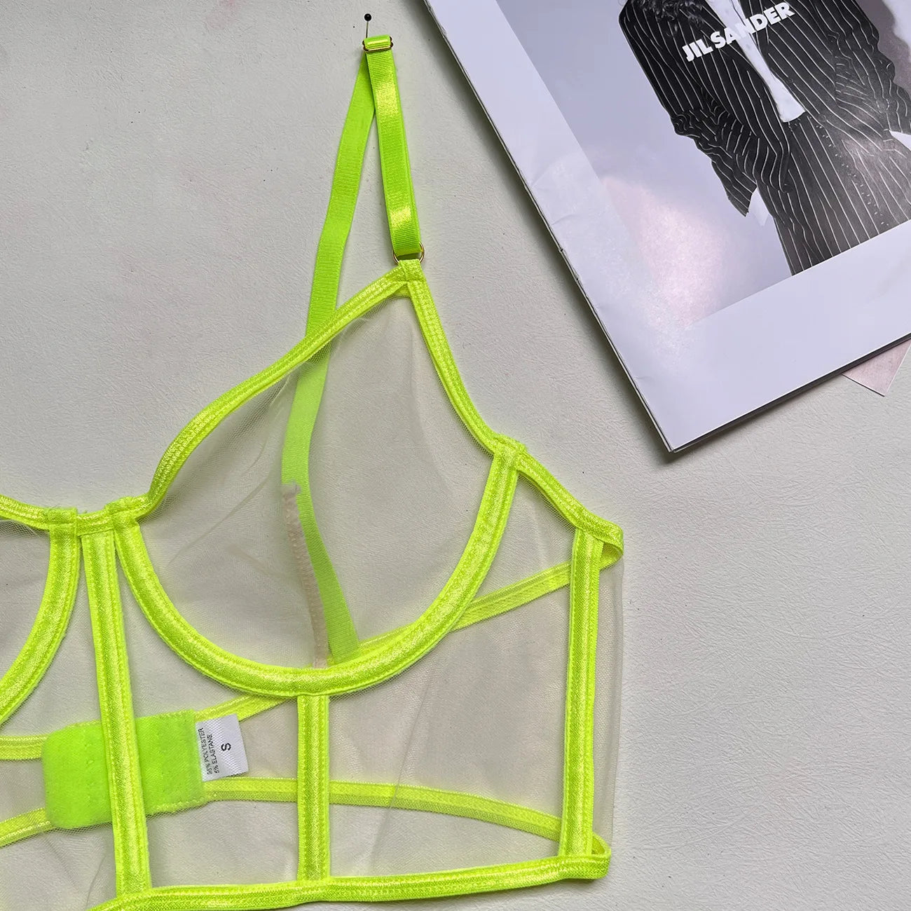 Luminous Allure See Through Lingerie Set  - Transparent Neon Collection