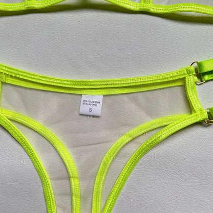 Luminous Allure See Through Lingerie Set  - Transparent Neon Collection