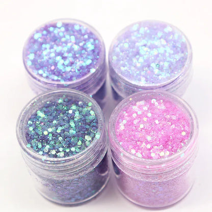 Shimmering Art Powder Kit - 10ml Champagne, Silver, and Gold Glitter Sequins forDecoration