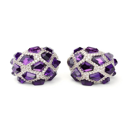 Purple Vintage Statement Beaded Silver Necklace & Earring Collection