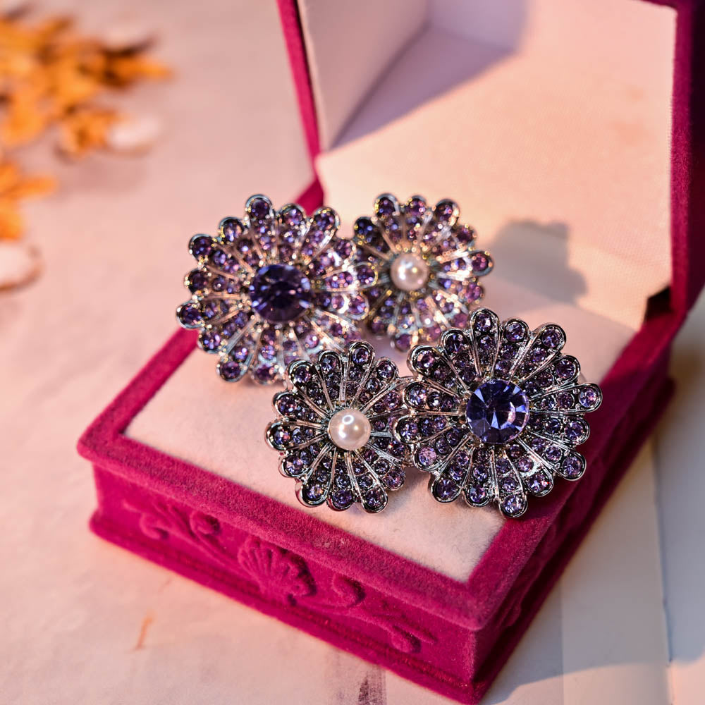 The Violet Asteria | Vintage Purple Crystal Statement Clip-On Earrings