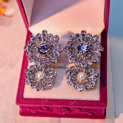 The Violet Asteria | Vintage Purple Crystal Statement Clip-On Earrings